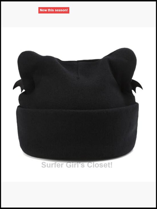 Goth Cat Ear Beanie Hat Punk Y2k Grunge Knitted Streetwear Skullie for Women main image 5